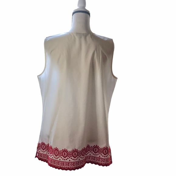 Talbots White poplin shell top with embroidery L - Picture 5 of 6